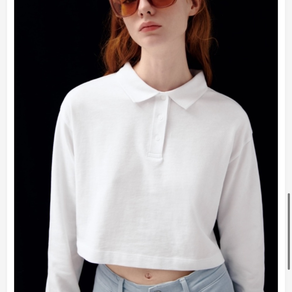 Zara size small back (1) and white (1) cropped polo tees NEVER WORN